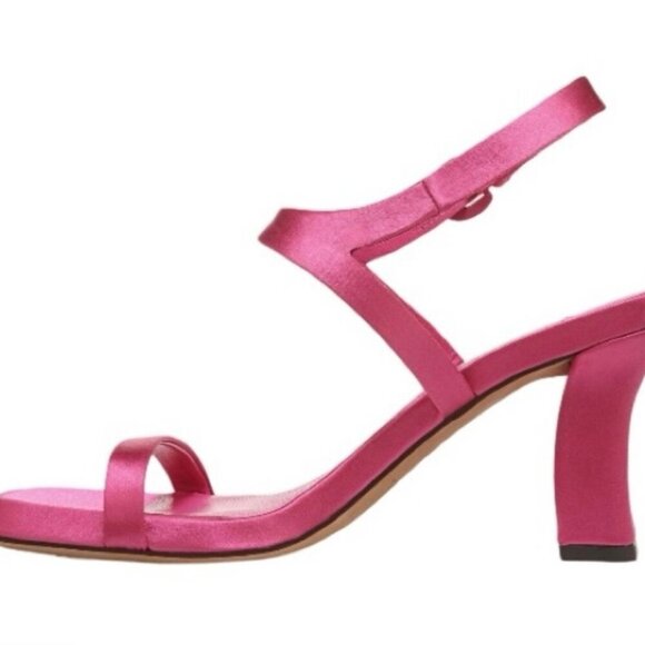 Vince Womens Satin Heeled Sandals Pink Ankle Strap Open Toe Block Heel Size 7M - Picture 5 of 9